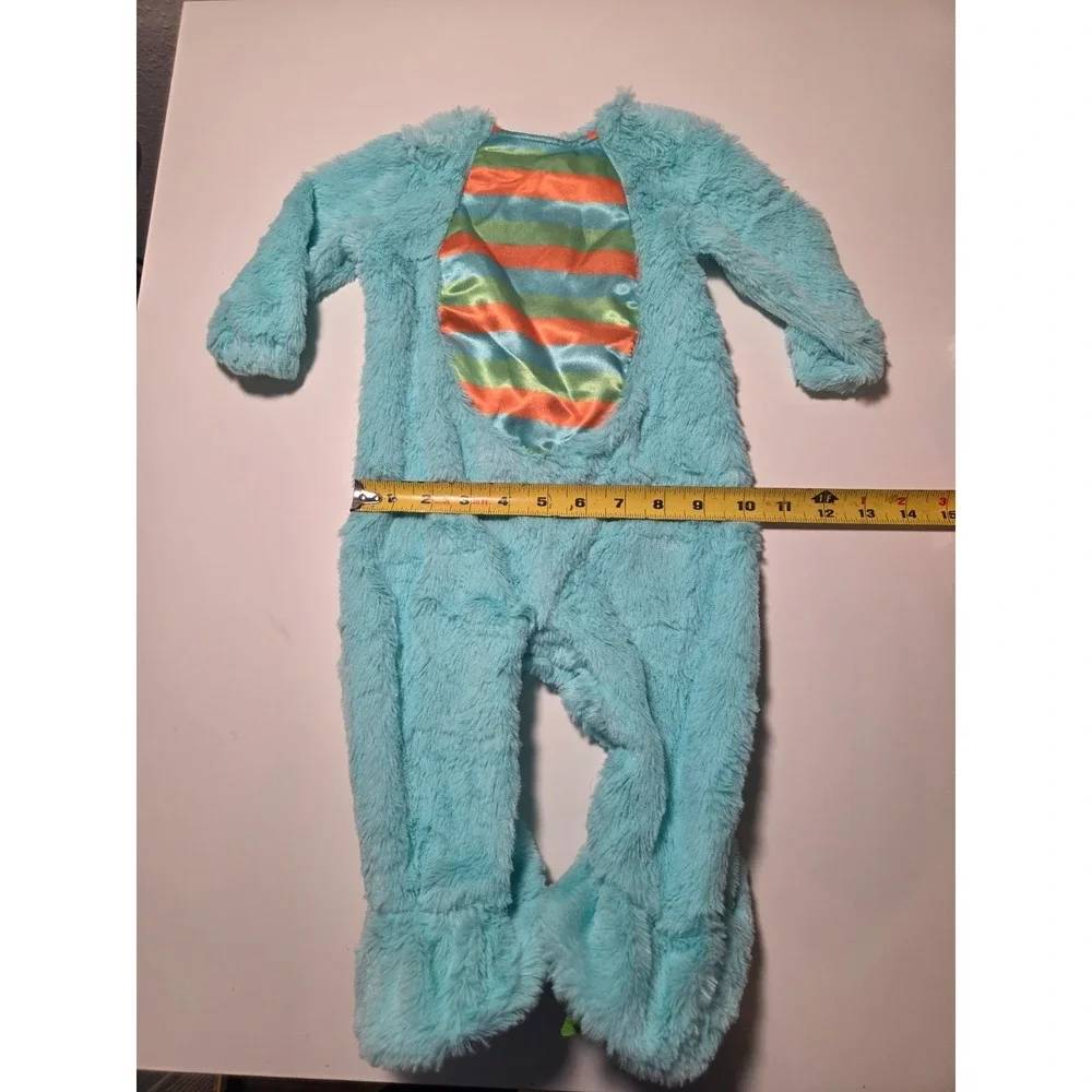 Spirit Halloween Lil Monster Infant Jumpsuit Costume Boys 0-6 Month Blue Hooded - Picture 4 of 9